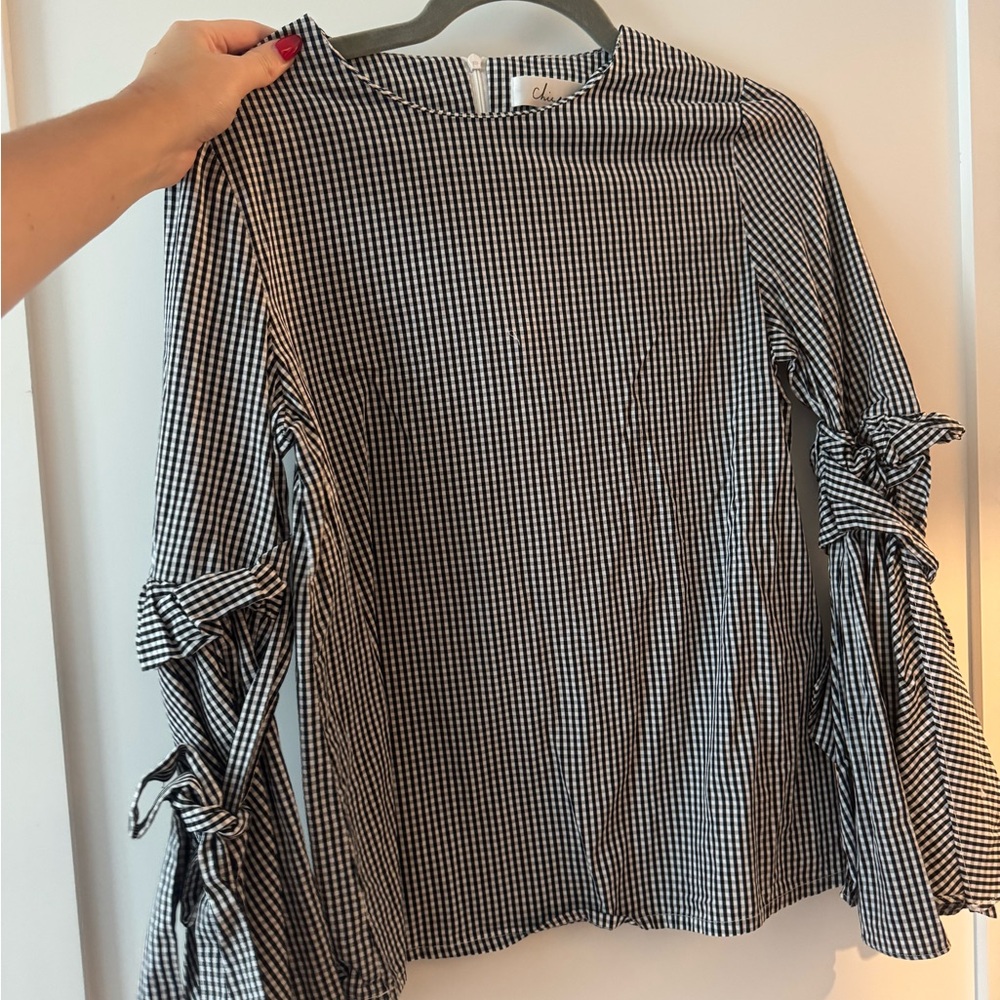 Chicwish Black and White Flutter Sleeve Blouse